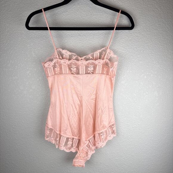 Formfit Lingerie Vintage Satin Lace Teddy Bodysuit Size 34 XS/S Baby Pink Nylon - Picture 4 of 6